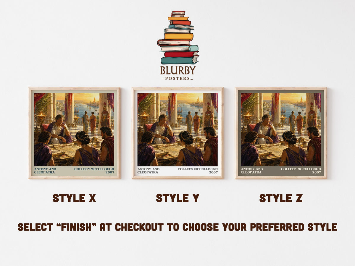 Antony and Cleopatra literary print in frame leaning in hallway – historical fiction wall art (mockup)