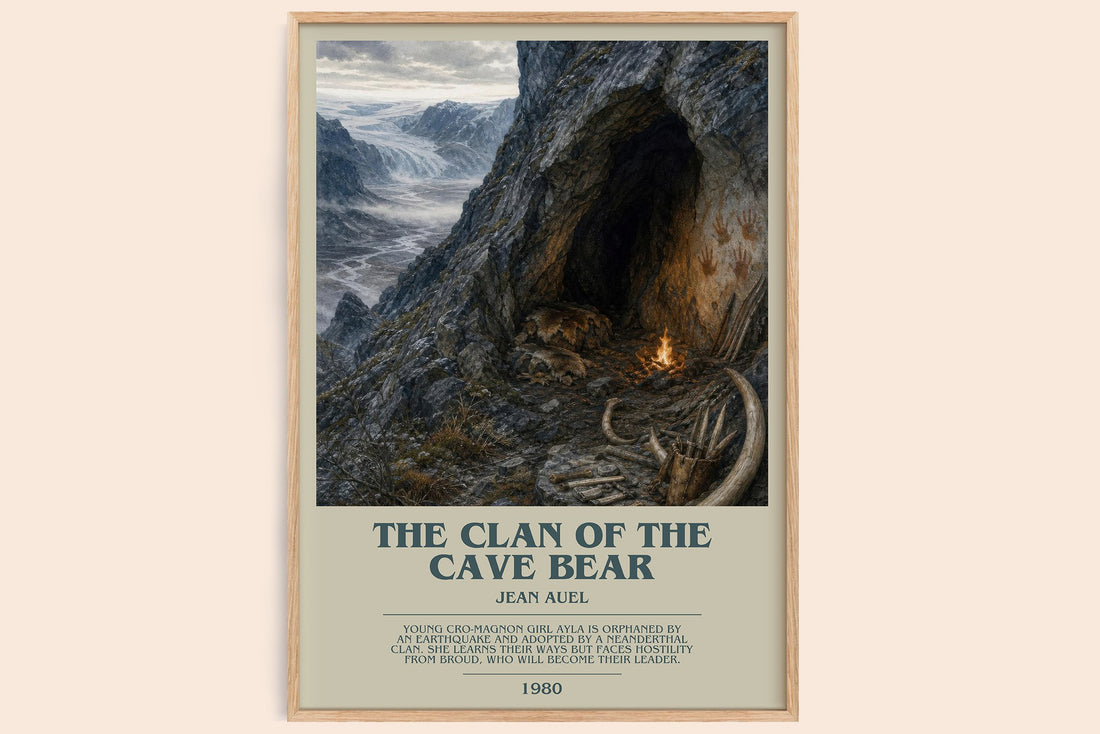 The Clan of the Cave Bear bookish book poster by Jean Auel – framed literary art print