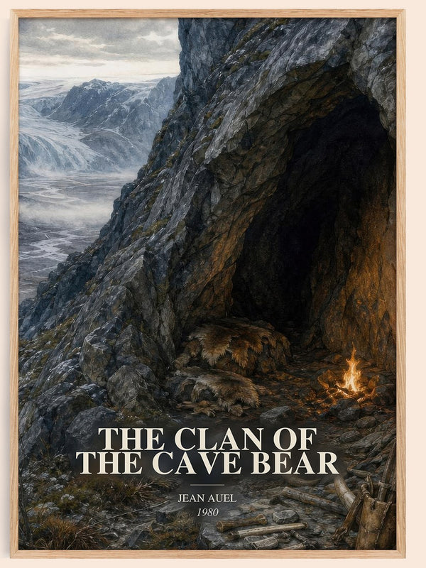The Clan of the Cave Bear watercolour book poster by Jean Auel – framed literary art print