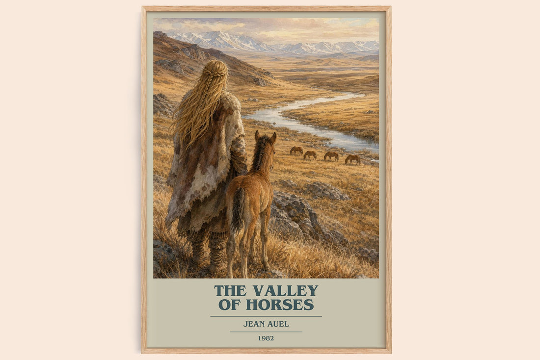 The Valley of Horses book cover book poster by Jean Auel – framed literary art print