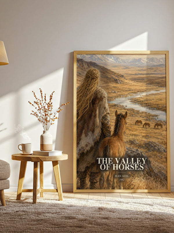 The Valley of Horses watercolour print in frame leaning in hallway – historical fiction wall art