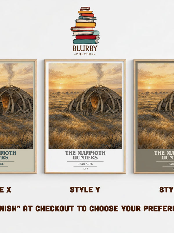 The Mammoth Hunters book cover print in frame leaning in hallway – historical fiction wall art