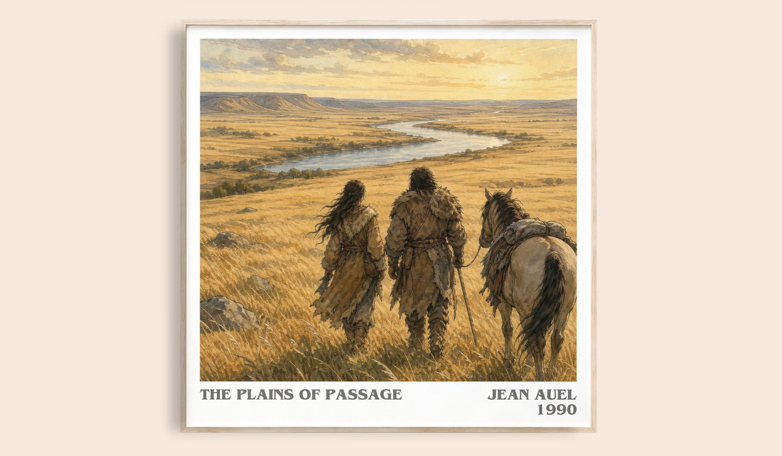 The Plains of Passage literary book poster by Jean Auel – framed literary art print