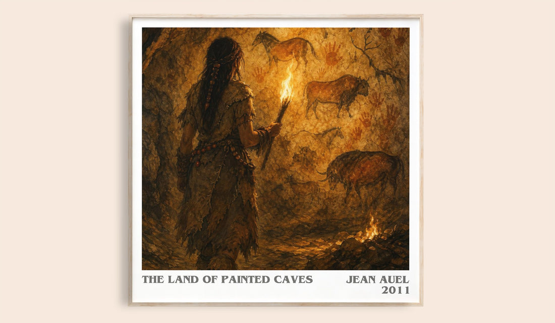 The Land of Painted Caves literary book poster by Jean Auel – framed literary art print
