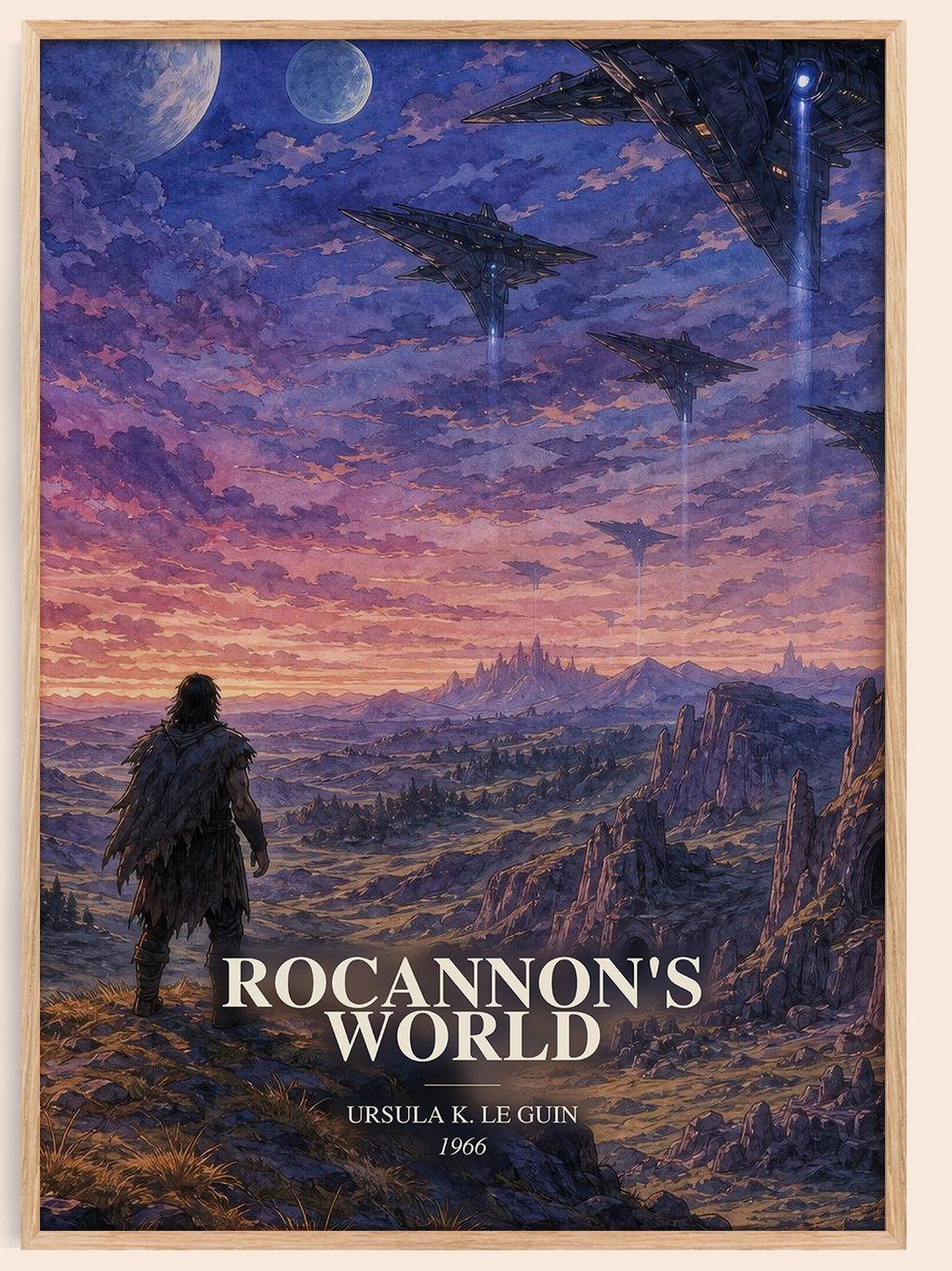 Rocannon's World watercolour book poster by Ursula K. Le Guin – framed literary art print