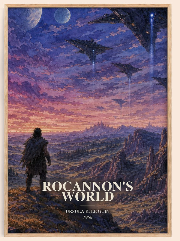 Rocannon's World watercolour book poster by Ursula K. Le Guin – framed literary art print