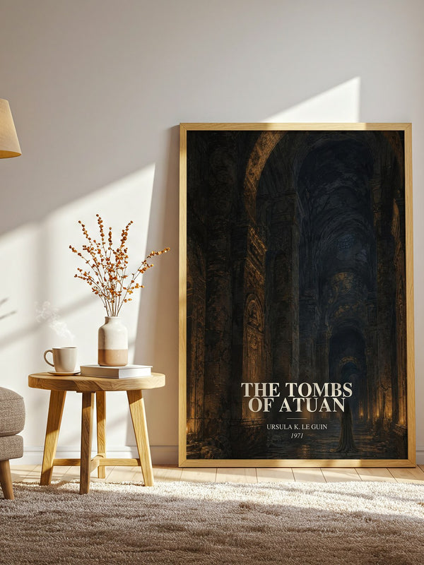 The Tombs of Atuan watercolour print in frame leaning in hallway – fantasy wall art