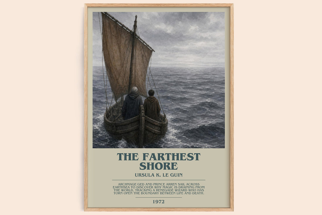 The Farthest Shore bookish book poster by Ursula K. Le Guin – framed literary art print