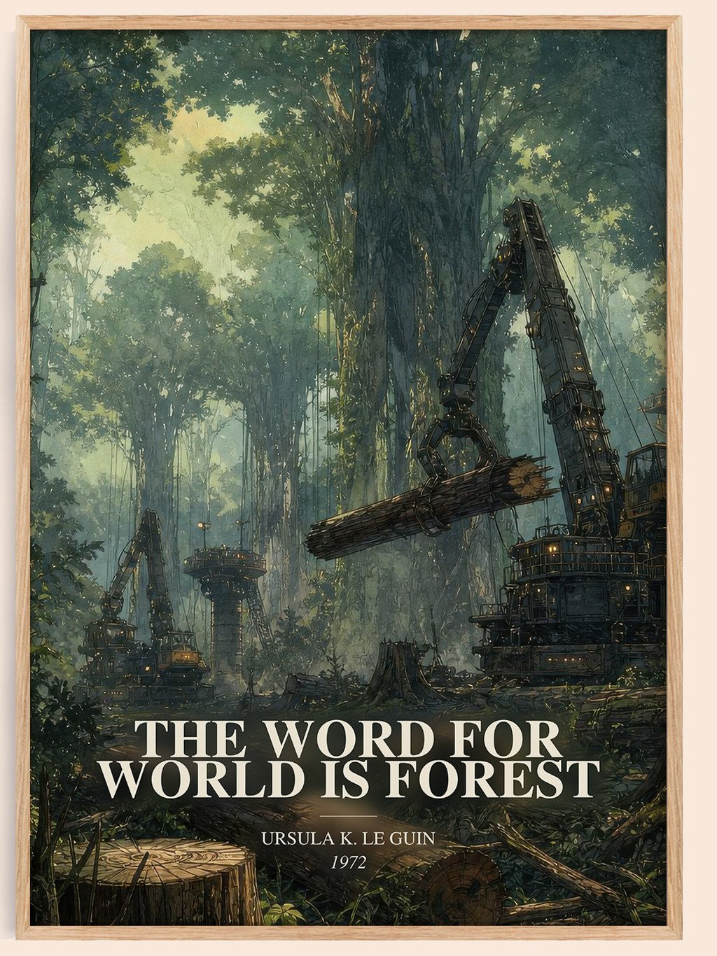 The Word for World Is Forest watercolour book poster by Ursula K. Le Guin – framed literary art print
