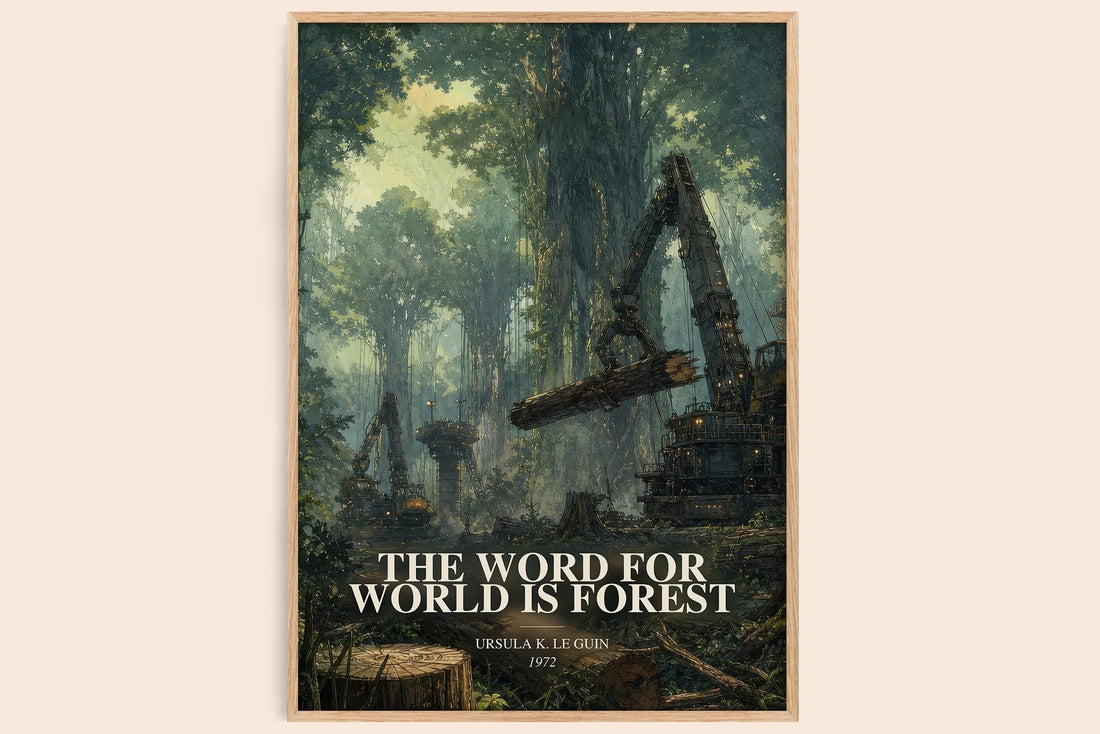 The Word for World Is Forest watercolour book poster by Ursula K. Le Guin – framed literary art print