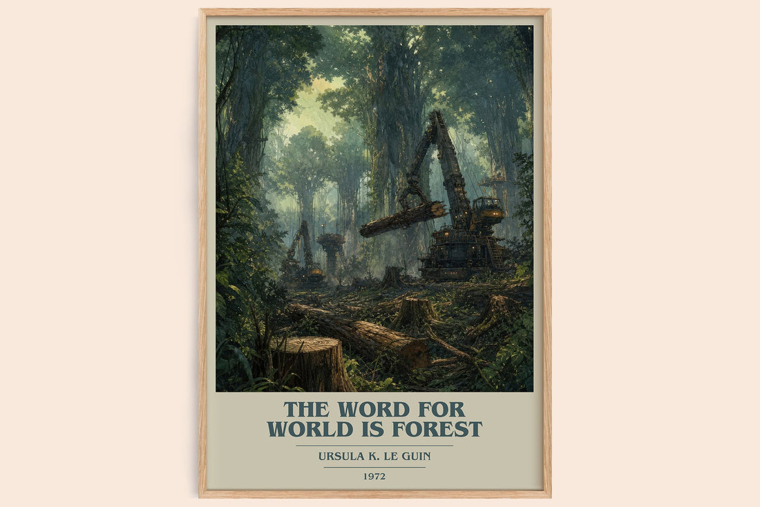 The Word for World Is Forest book cover book poster by Ursula K. Le Guin – framed literary art print