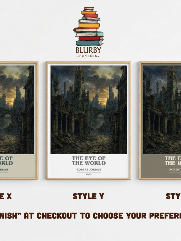 The Eye of the World book cover print in frame leaning in hallway – fantasy wall art