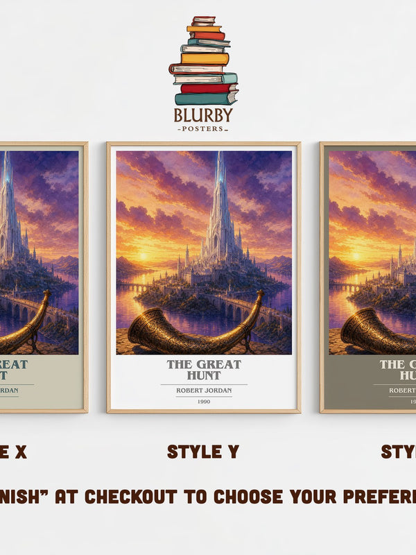 The Great Hunt book cover print in frame leaning in hallway – fantasy wall art