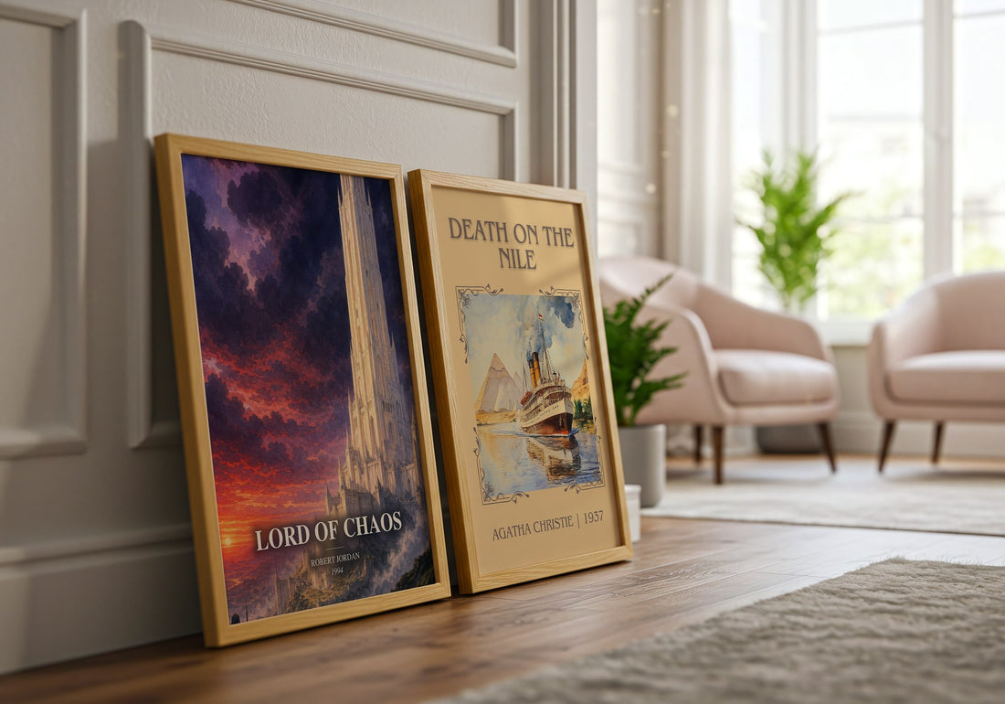 Lord of Chaos watercolour print framed by window – literary home decor