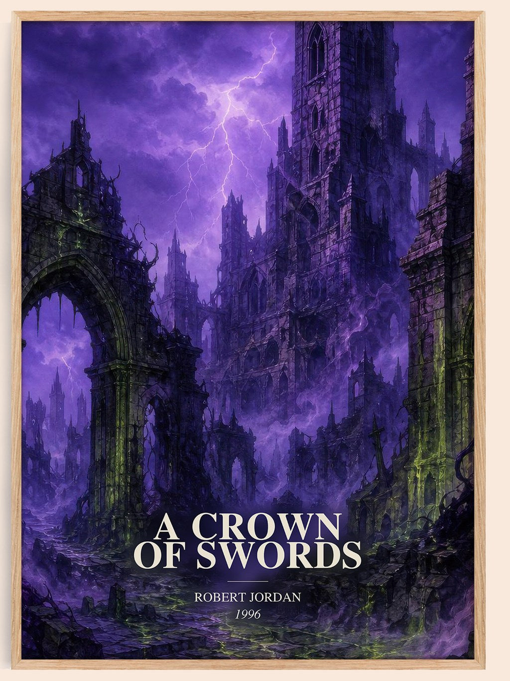 A Crown of Swords watercolour book poster by Robert Jordan – framed literary art print