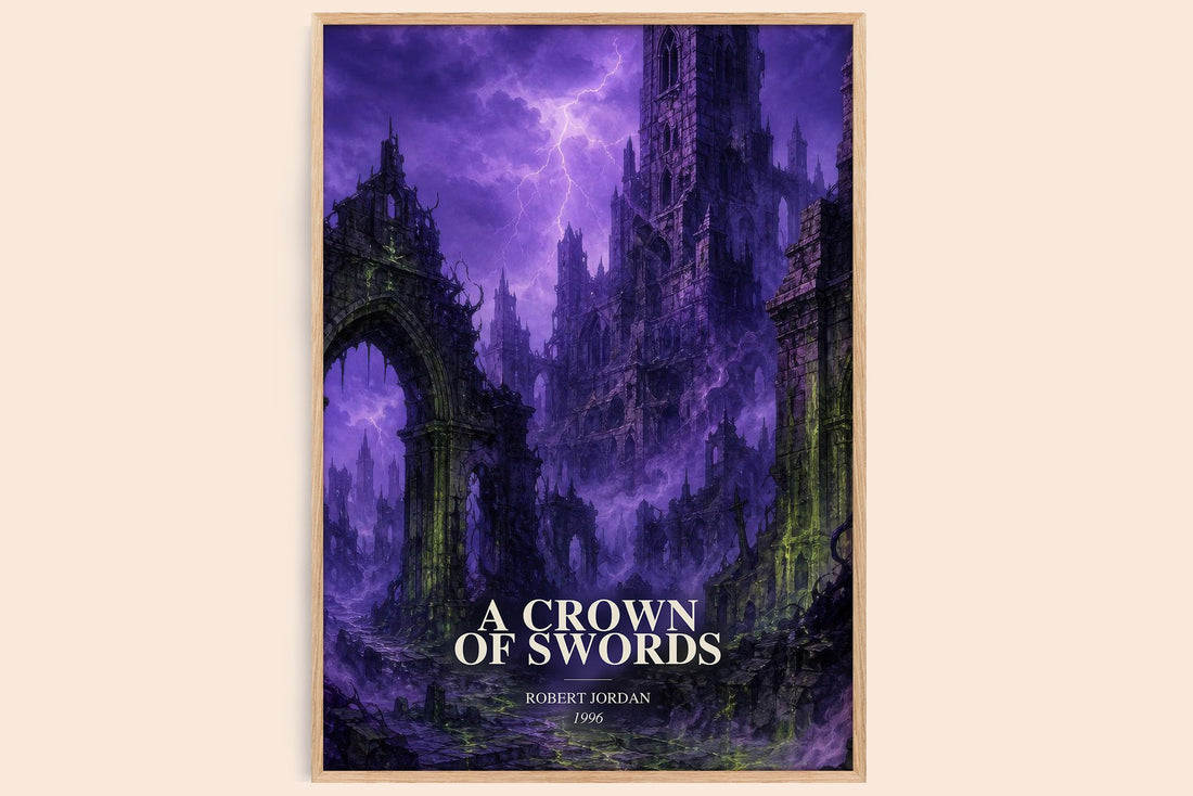 A Crown of Swords watercolour book poster by Robert Jordan – framed literary art print