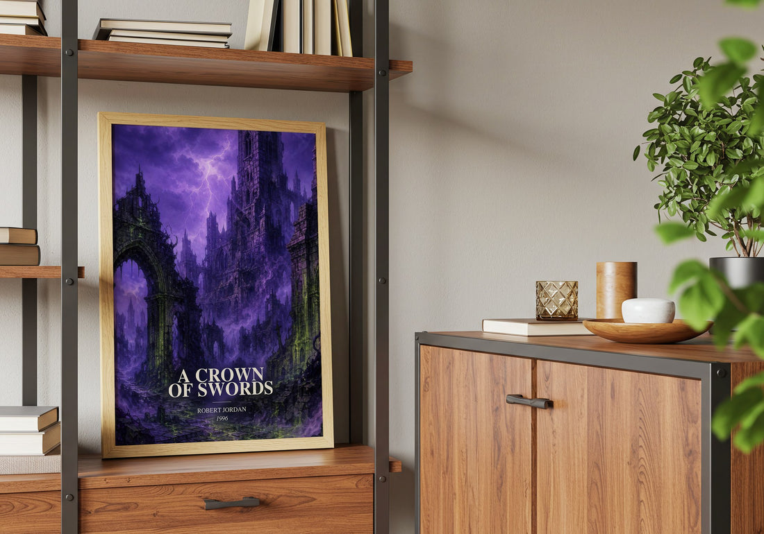 A Crown of Swords book watercolour illustration paper finish options – matte satin gloss