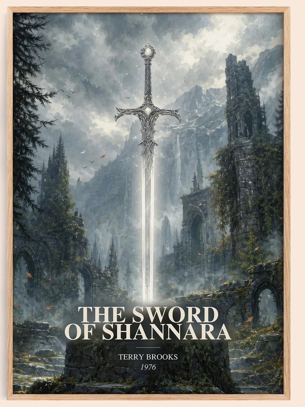 The Sword of Shannara watercolour book poster by Terry Brooks – framed literary art print
