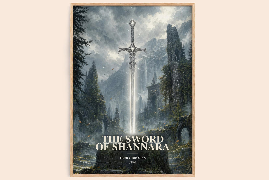 The Sword of Shannara watercolour book poster by Terry Brooks – framed literary art print