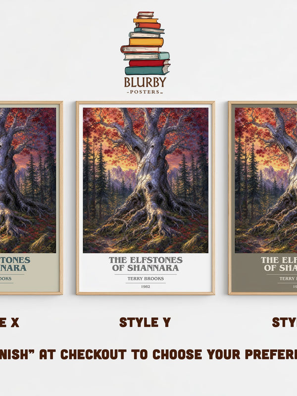The Elfstones of Shannara book cover print in frame leaning in hallway – fantasy wall art