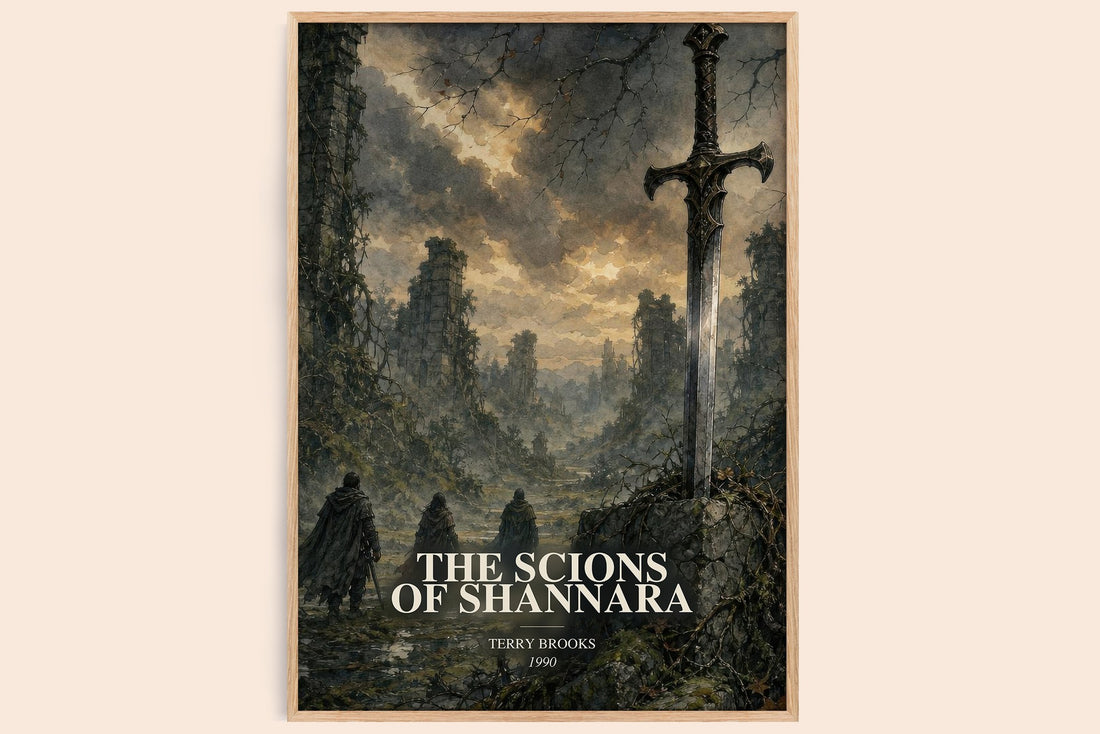 The Scions of Shannara watercolour book poster by Terry Brooks – framed literary art print