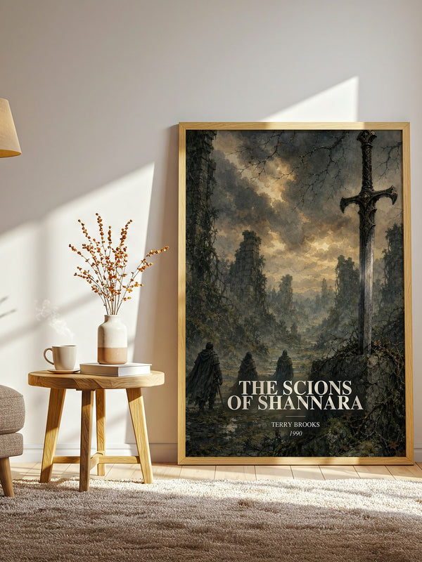 The Scions of Shannara watercolour print in frame leaning in hallway – fantasy wall art