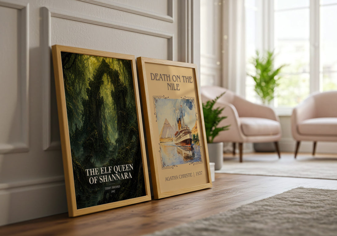 The Elf Queen of Shannara watercolour print framed by window – literary home decor