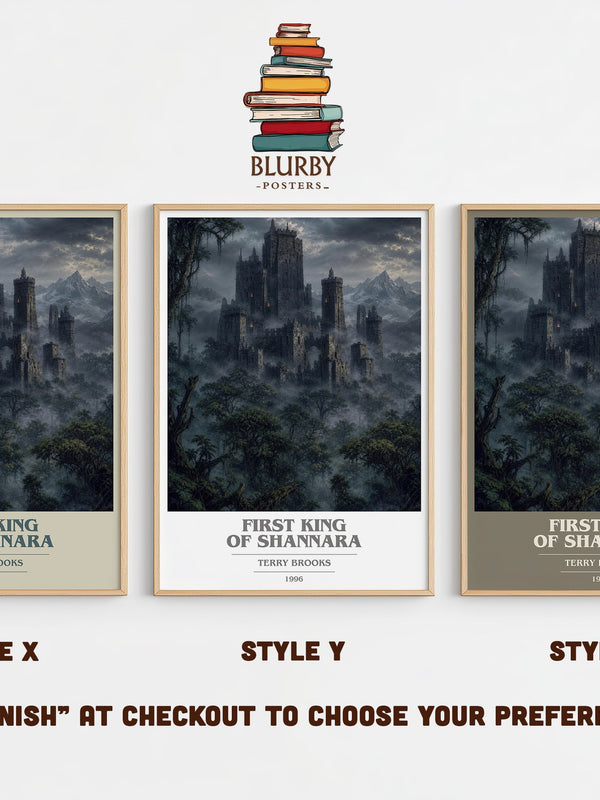 First King of Shannara book cover print in frame leaning in hallway – fantasy wall art