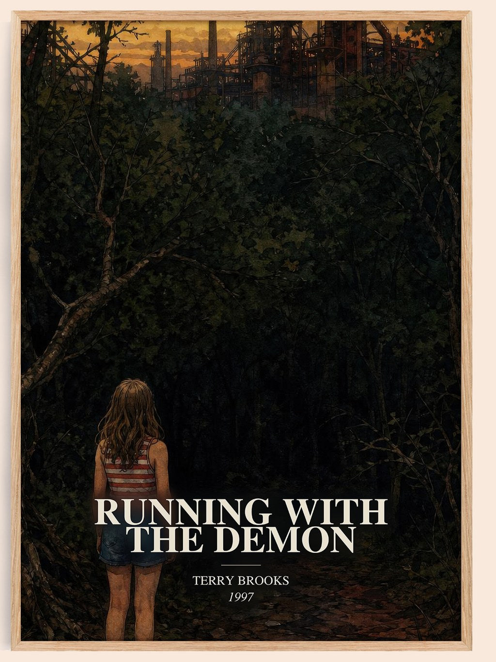 Running with the Demon watercolour book poster by Terry Brooks – framed literary art print