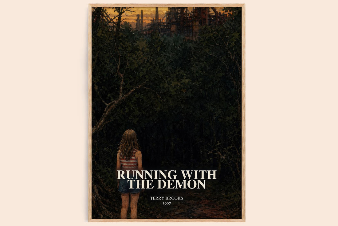 Running with the Demon watercolour book poster by Terry Brooks – framed literary art print
