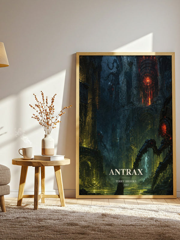 Antrax watercolour print in frame leaning in hallway – fantasy wall art