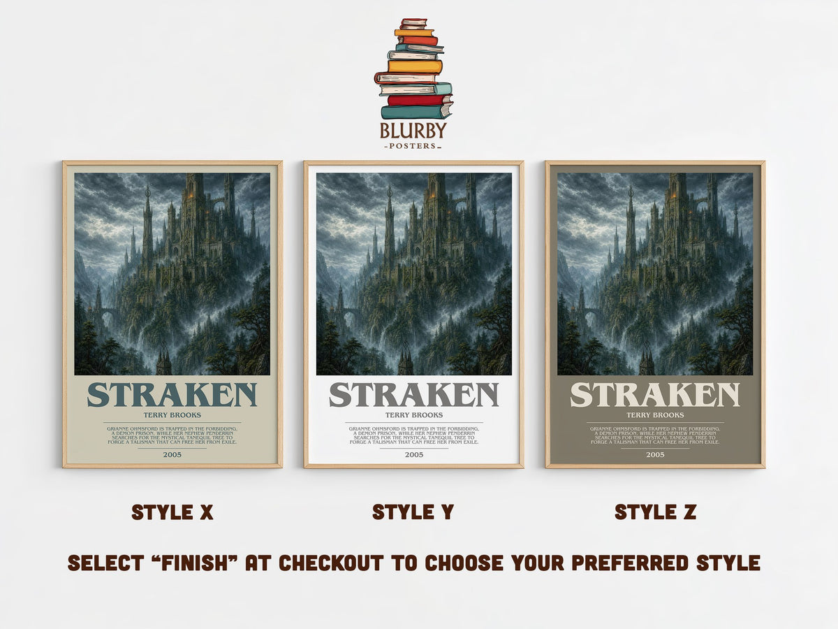 Straken bookish print in frame leaning in hallway – fantasy wall art (mockup)
