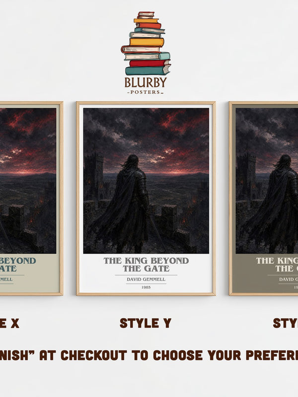 The King Beyond the Gate book cover print in frame leaning in hallway – fantasy wall art