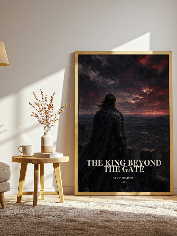 The King Beyond the Gate watercolour print in frame leaning in hallway – fantasy wall art