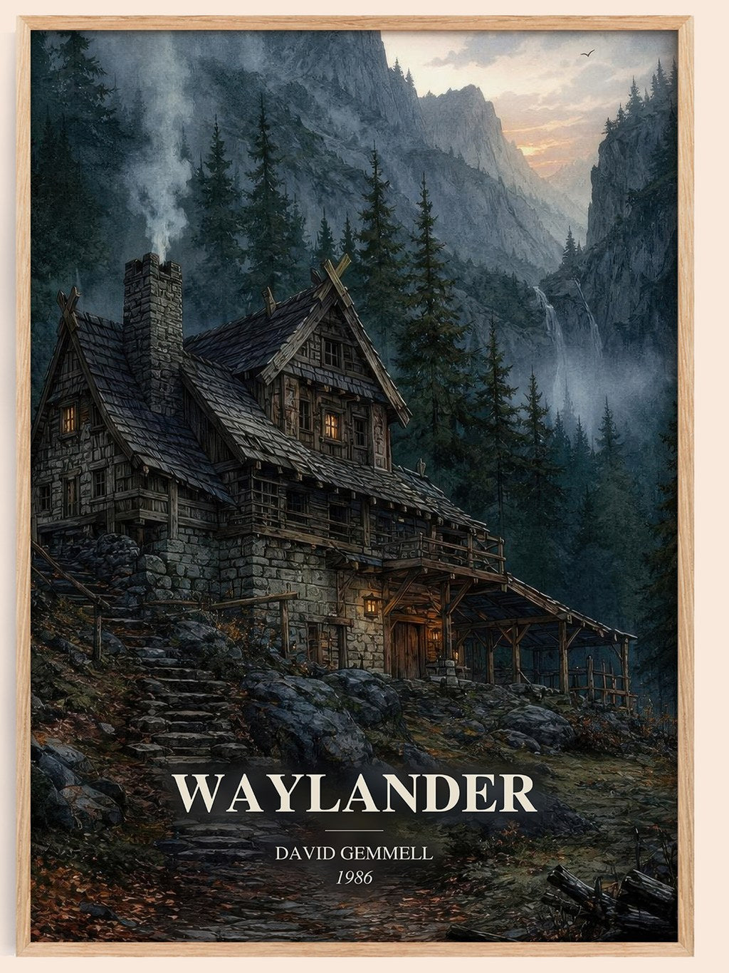 Waylander watercolour book poster by David Gemmell – framed literary art print