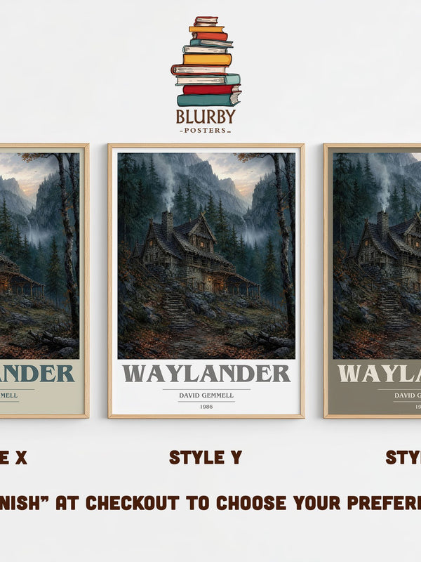 Waylander book cover print in frame leaning in hallway – fantasy wall art