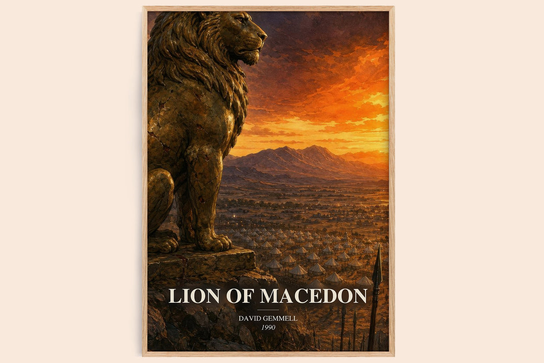 Lion of Macedon watercolour book poster by David Gemmell – framed literary art print