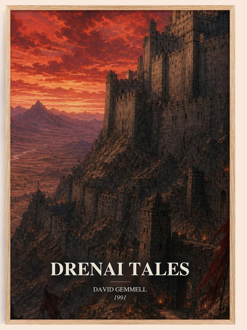Drenai Tales watercolour book poster by David Gemmell – framed literary art print