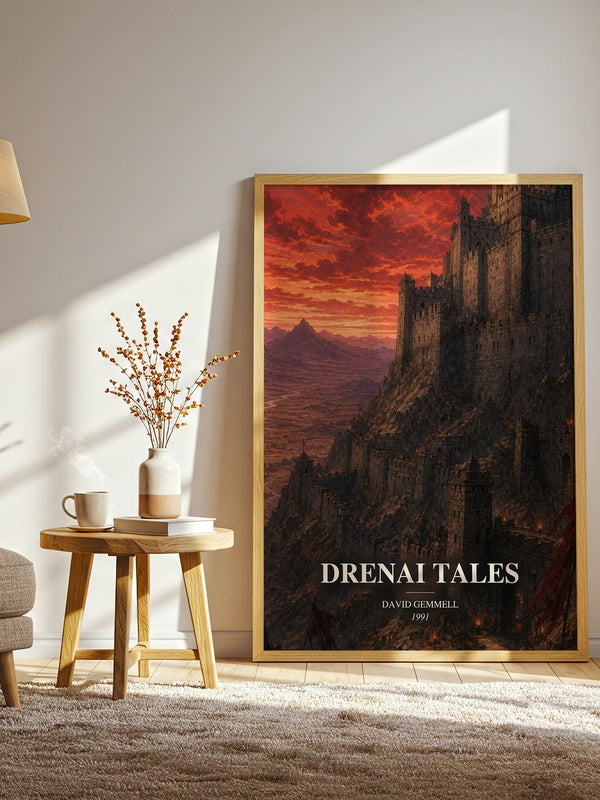 Drenai Tales watercolour print in frame leaning in hallway – fantasy wall art