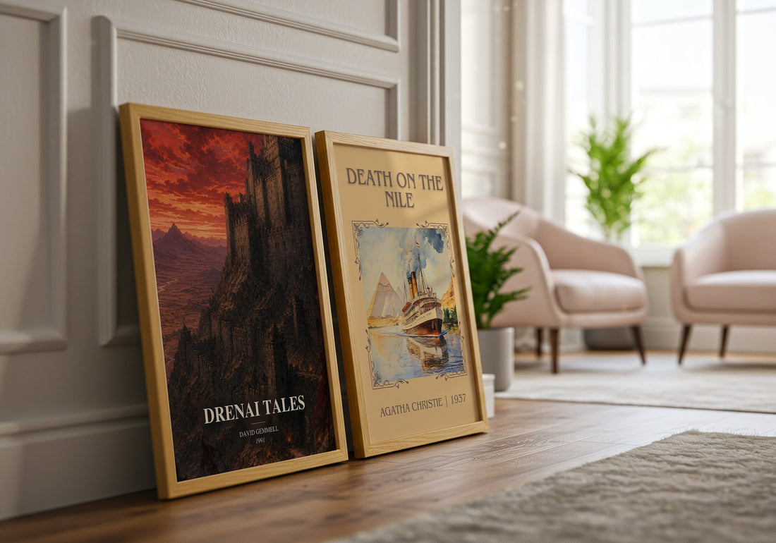 Drenai Tales watercolour print framed by window – literary home decor
