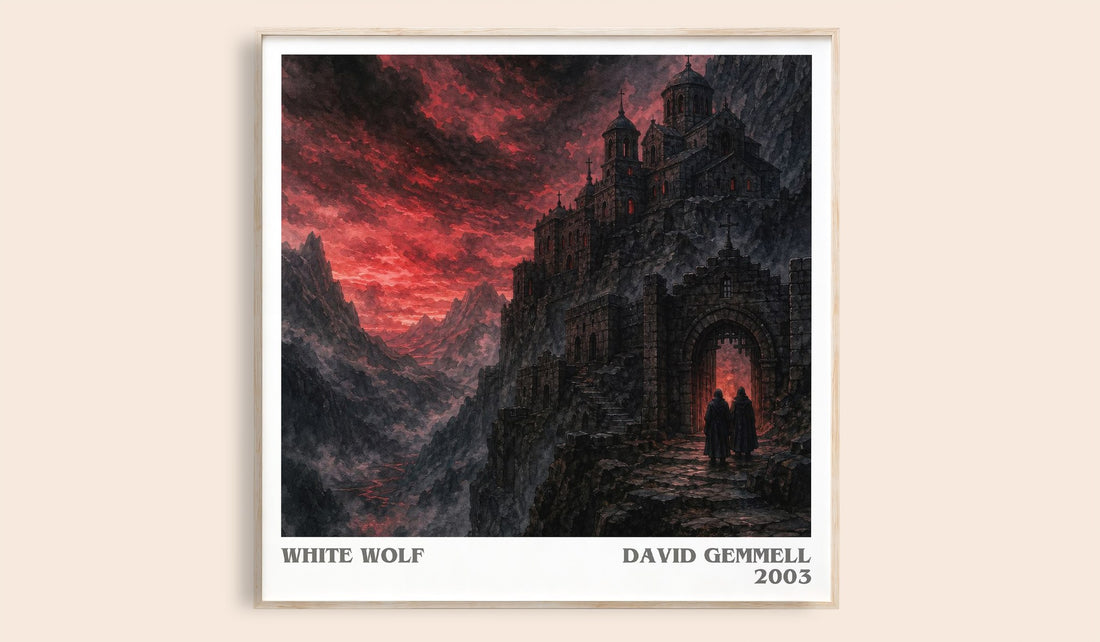 White Wolf literary book poster by David Gemmell – framed literary art print