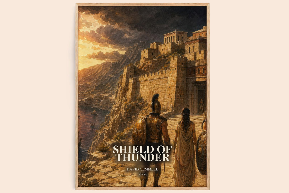 Shield of Thunder watercolour book poster by David Gemmell – framed literary art print
