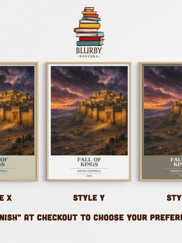 Fall of Kings book cover print in frame leaning in hallway – fantasy wall art