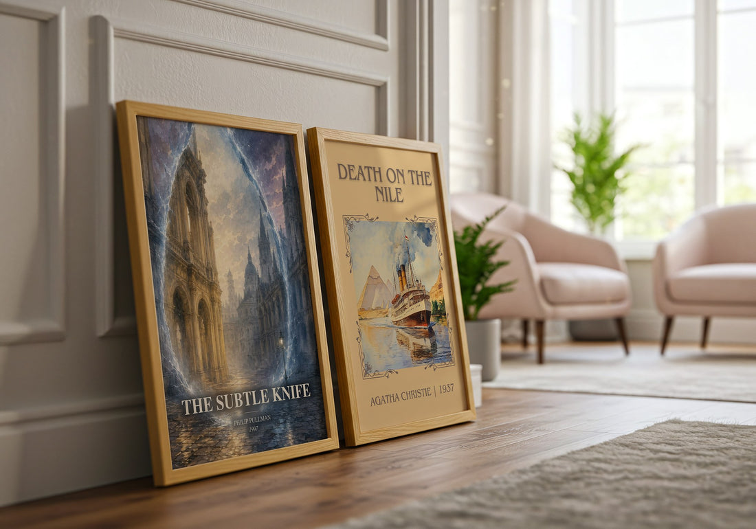 The Subtle Knife watercolour print framed by window – literary home decor
