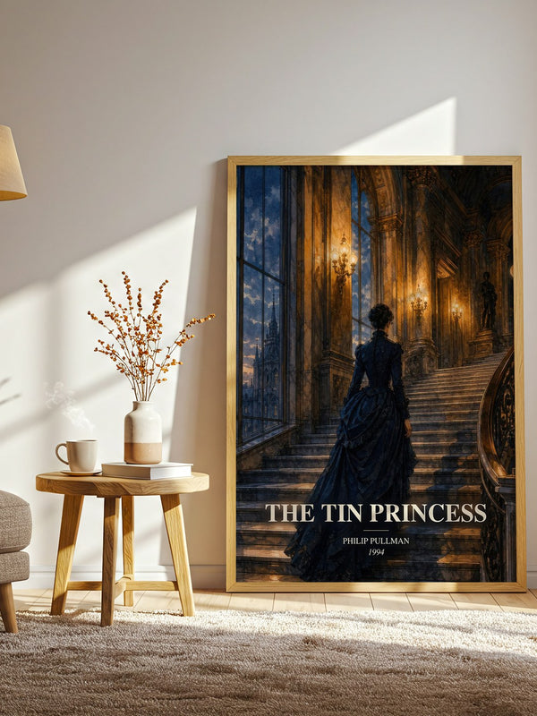 The Tin Princess watercolour print in frame leaning in hallway – adventure wall art