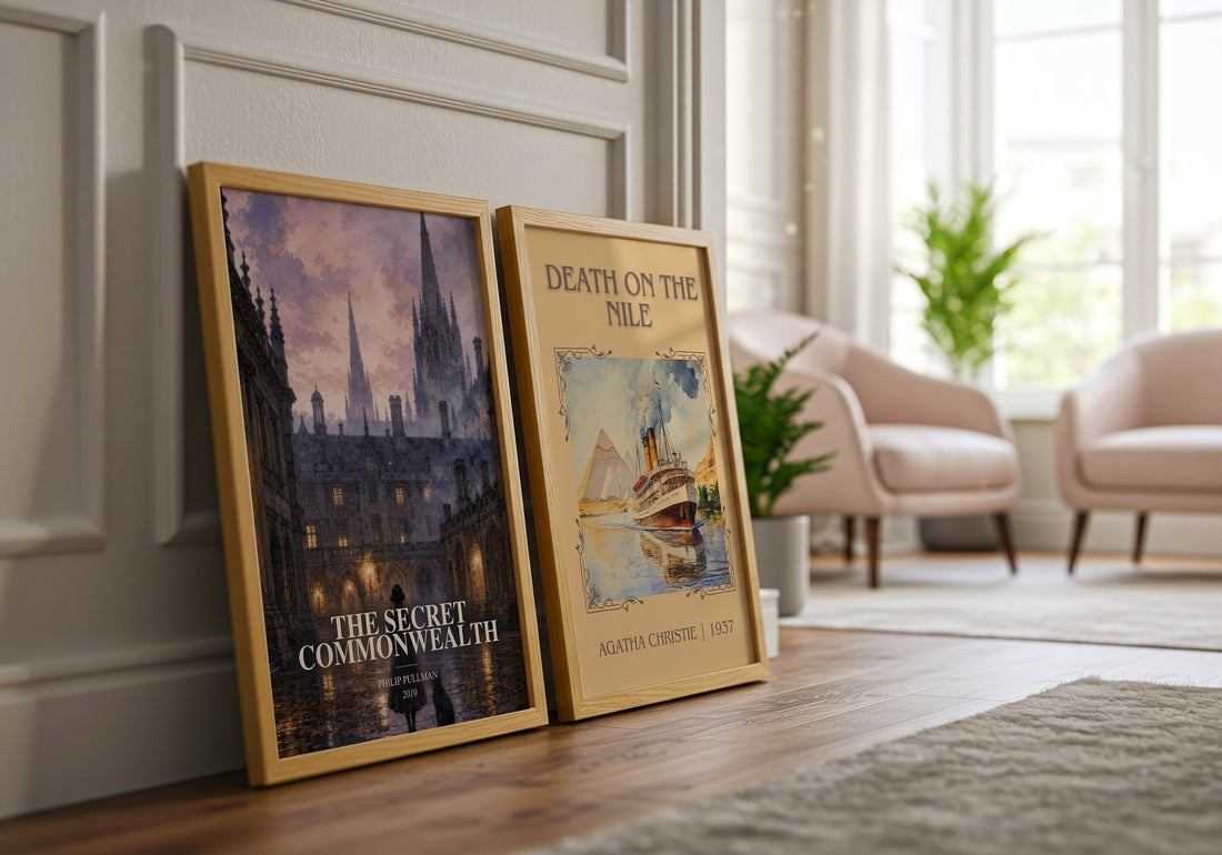 The Secret Commonwealth watercolour print framed by window – literary home decor
