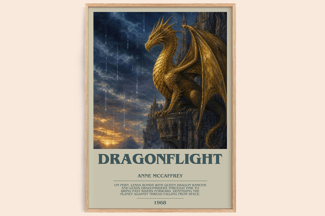 Dragonflight bookish book poster by Anne McCaffrey – framed literary art print