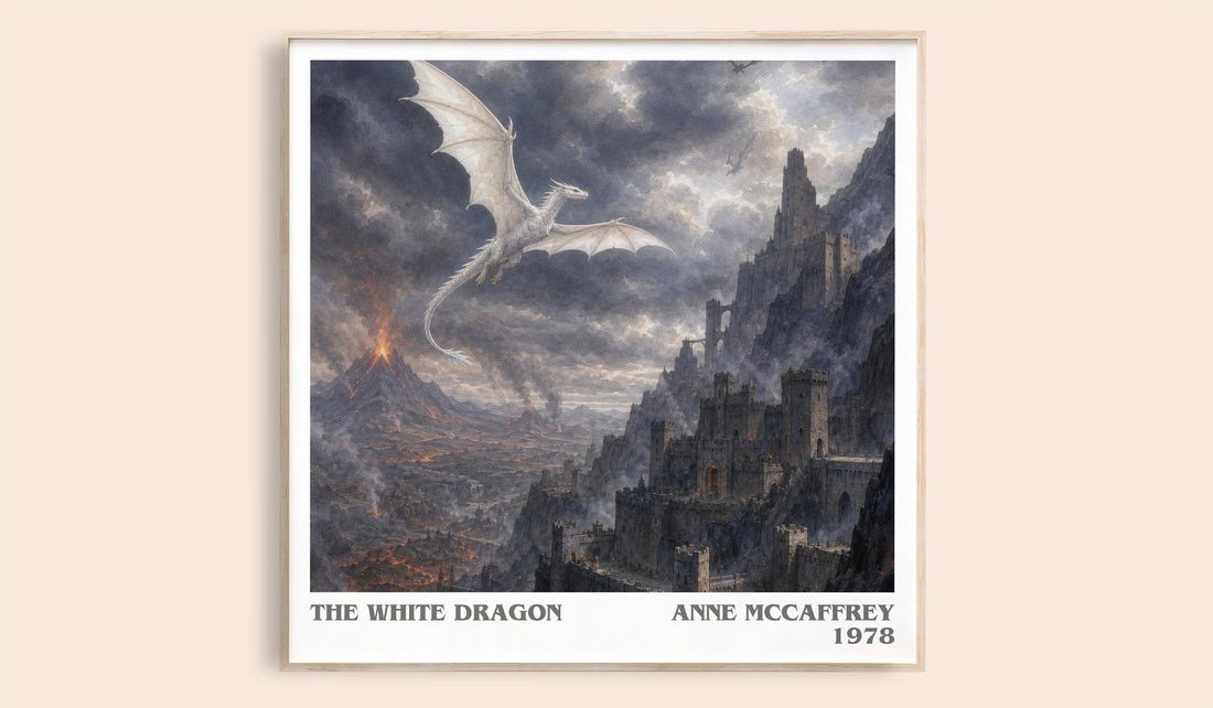 The White Dragon literary book poster by Anne McCaffrey – framed literary art print