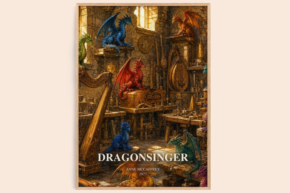 Dragonsinger watercolour book poster by Anne McCaffrey – framed literary art print