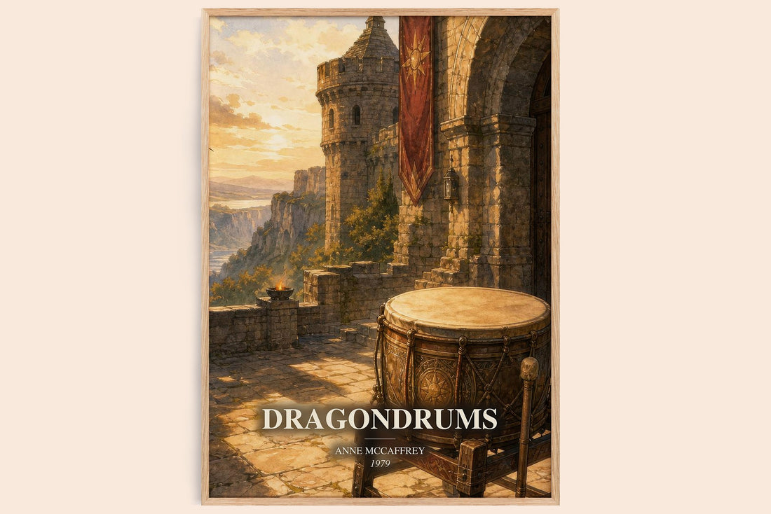 Dragondrums watercolour book poster by Anne McCaffrey – framed literary art print